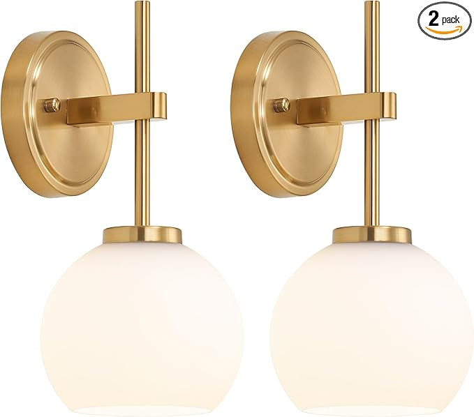 Gold Battery Operated Wall Sconce Set of 2, Wireless Rechargeable Sconces Wall Lighting with Remo... | Amazon (US)