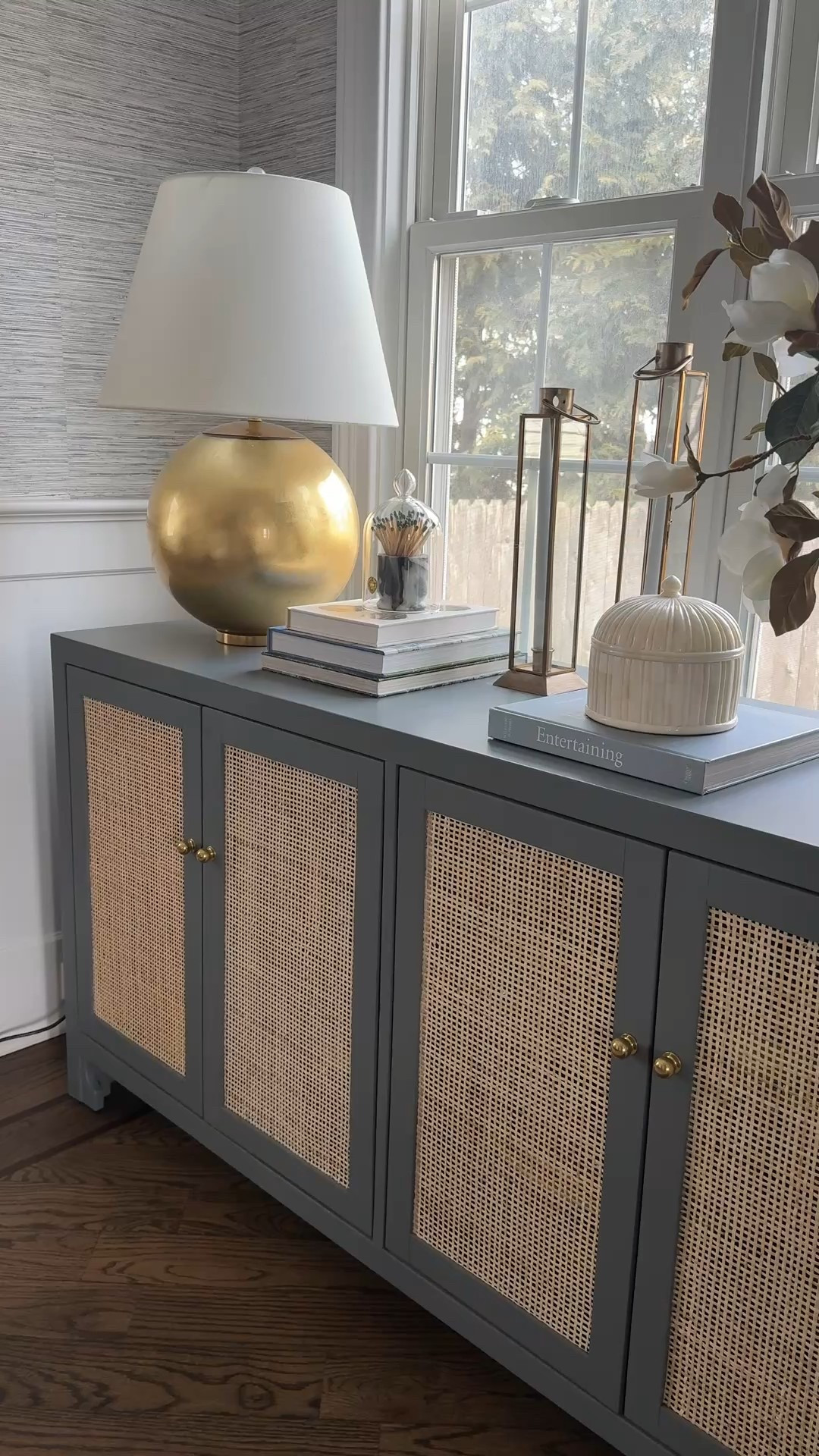 The Kathy Kuo President's Day sale is a good one and our dining room buffet is included in the sale!! Prettiest blue/gray color, Rattan doors and brass hardware. It holds a ton and looks good everywhere (dining room, living room, entryway etc.) 
 


#LTKSaleAlert #LTKSeasonal #LTKHome