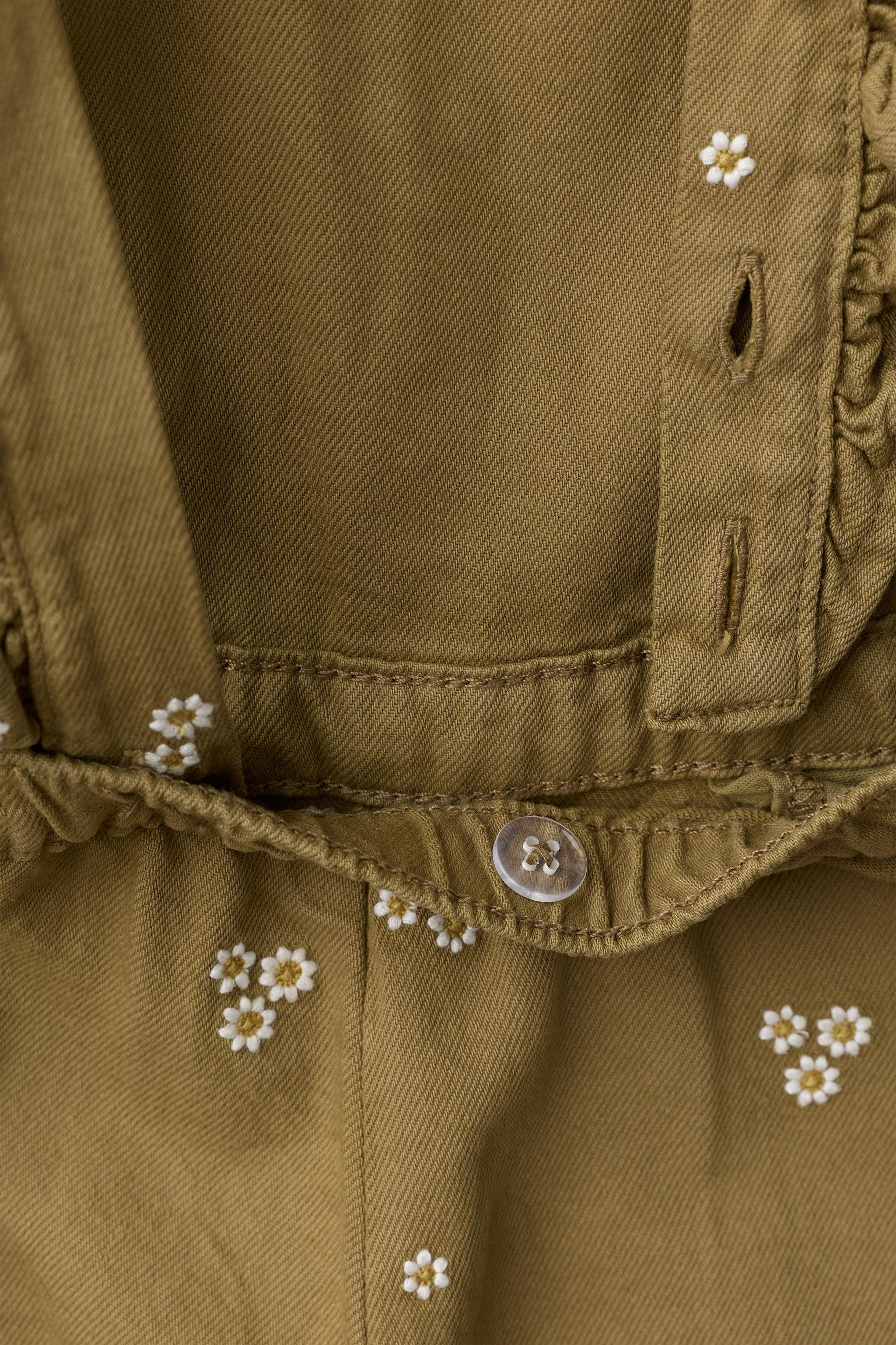 EMBROIDERED FLORAL TWILL OVERALLS | Zara US