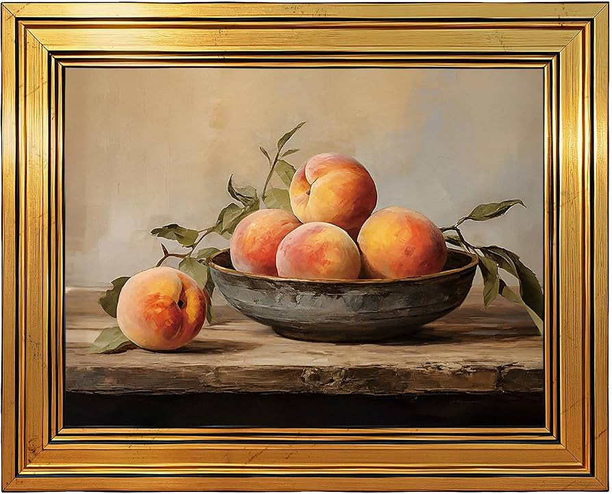 AIKETUO Kitchen Wall Art for Bathroom, Gold Framed Vintage Fruit Peach Art Picture Paintings, Can... | Amazon (US)