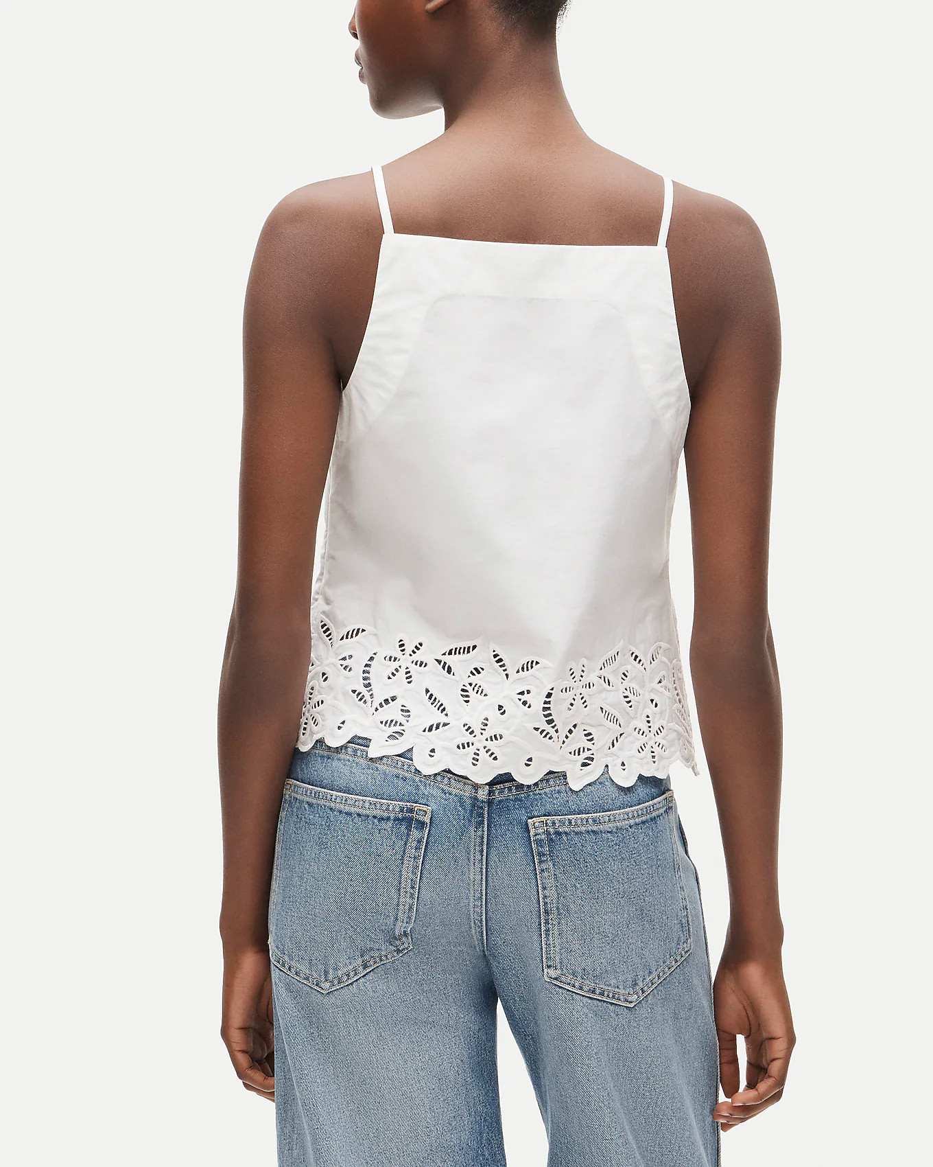 Embroidered high-neck top in cotton poplin | J. Crew US