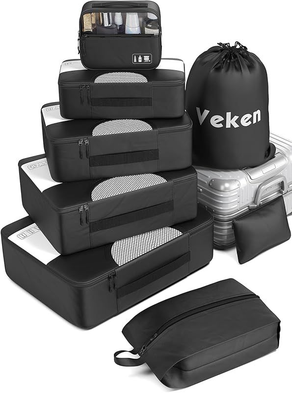 Veken 8 Set Packing Cubes for Suitcases, Travel Essentials Bag Organizers for Carry on, Luggage O... | Amazon (US)