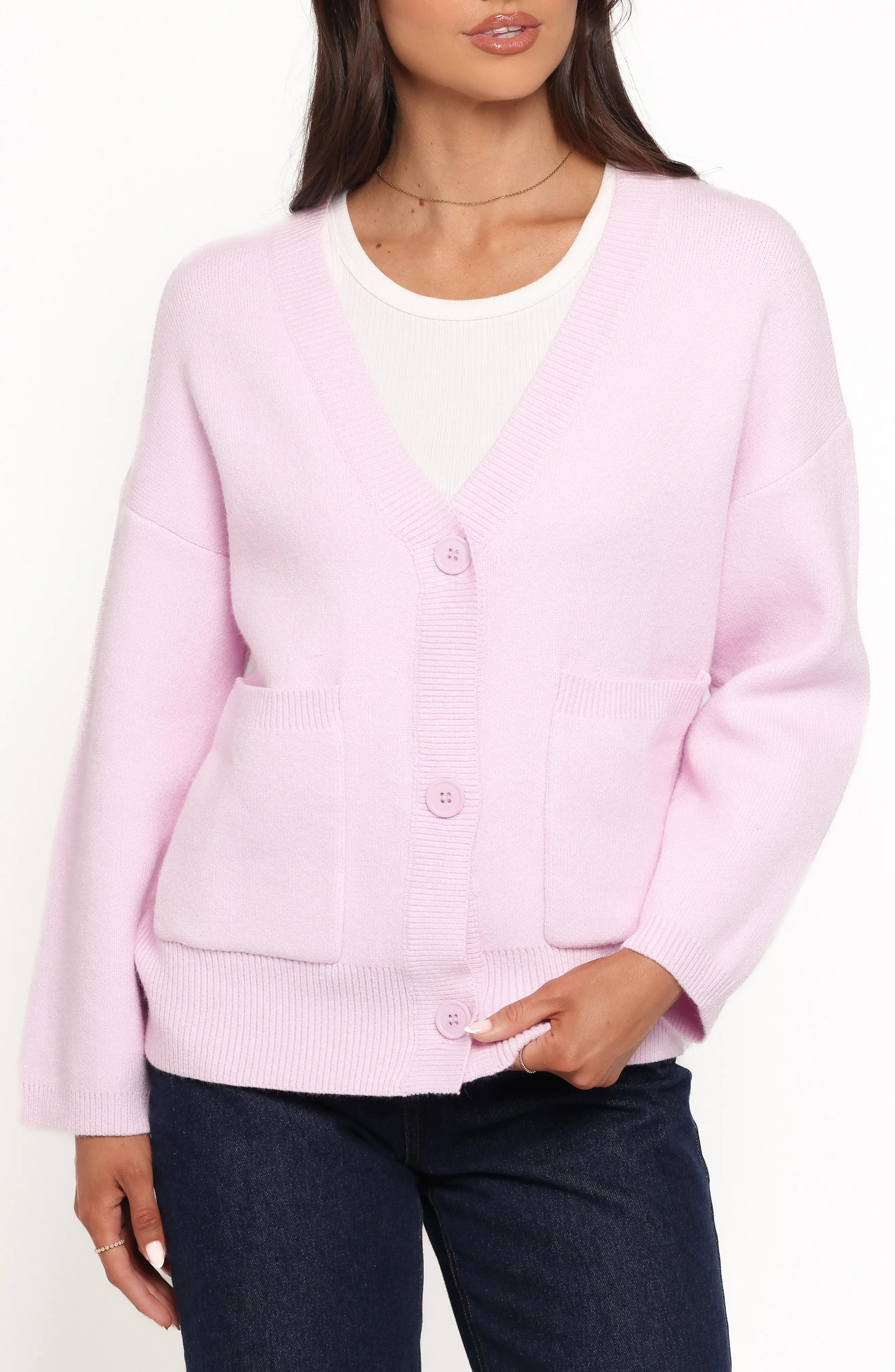 Petal & Pup Jayden Patch Pocket Cardigan in Pale Pink at Nordstrom, Size Small | Nordstrom