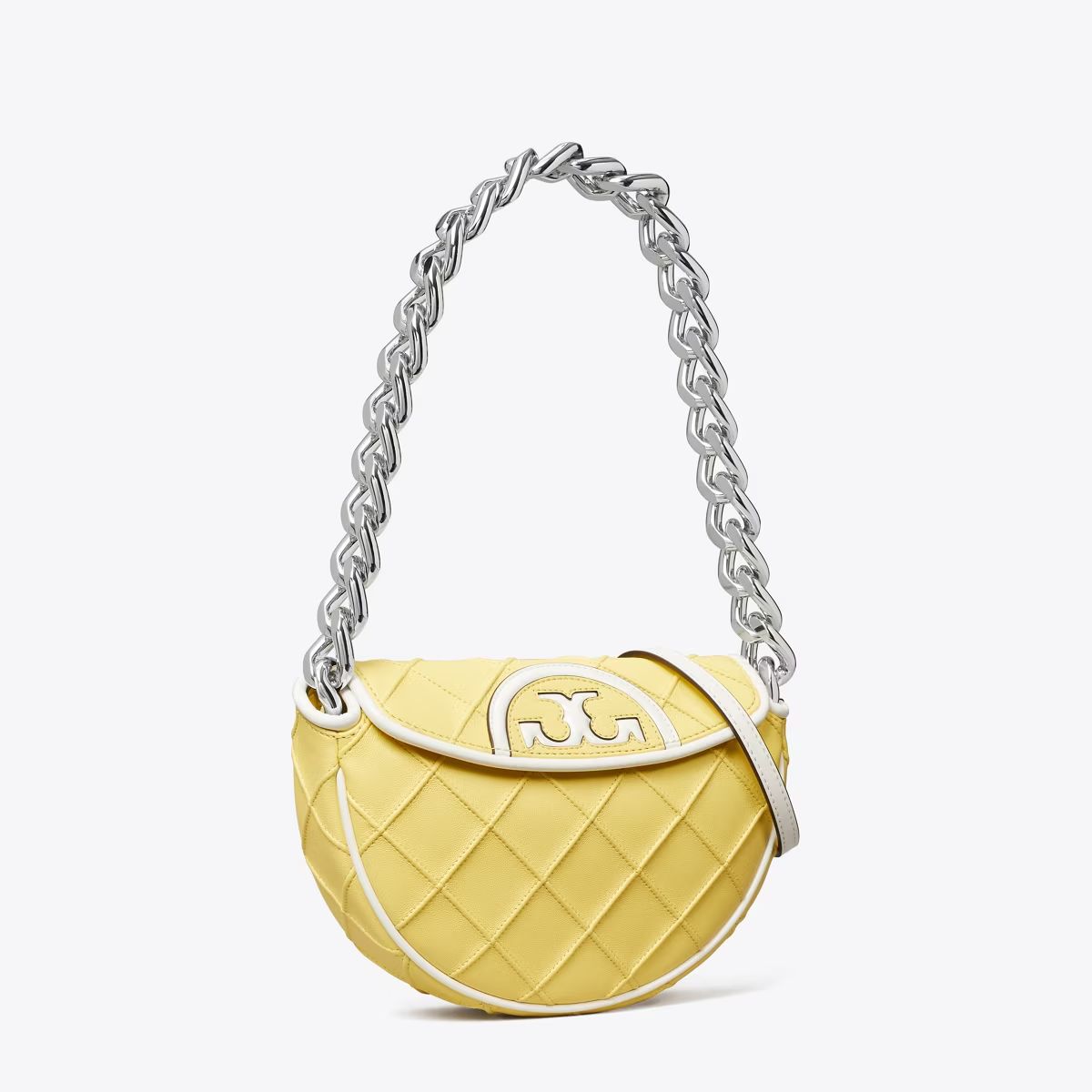 Mini Fleming Soft Patent Border Crescent Bag: Women's Designer Shoulder Bags | Tory Burch | Tory Burch (US)