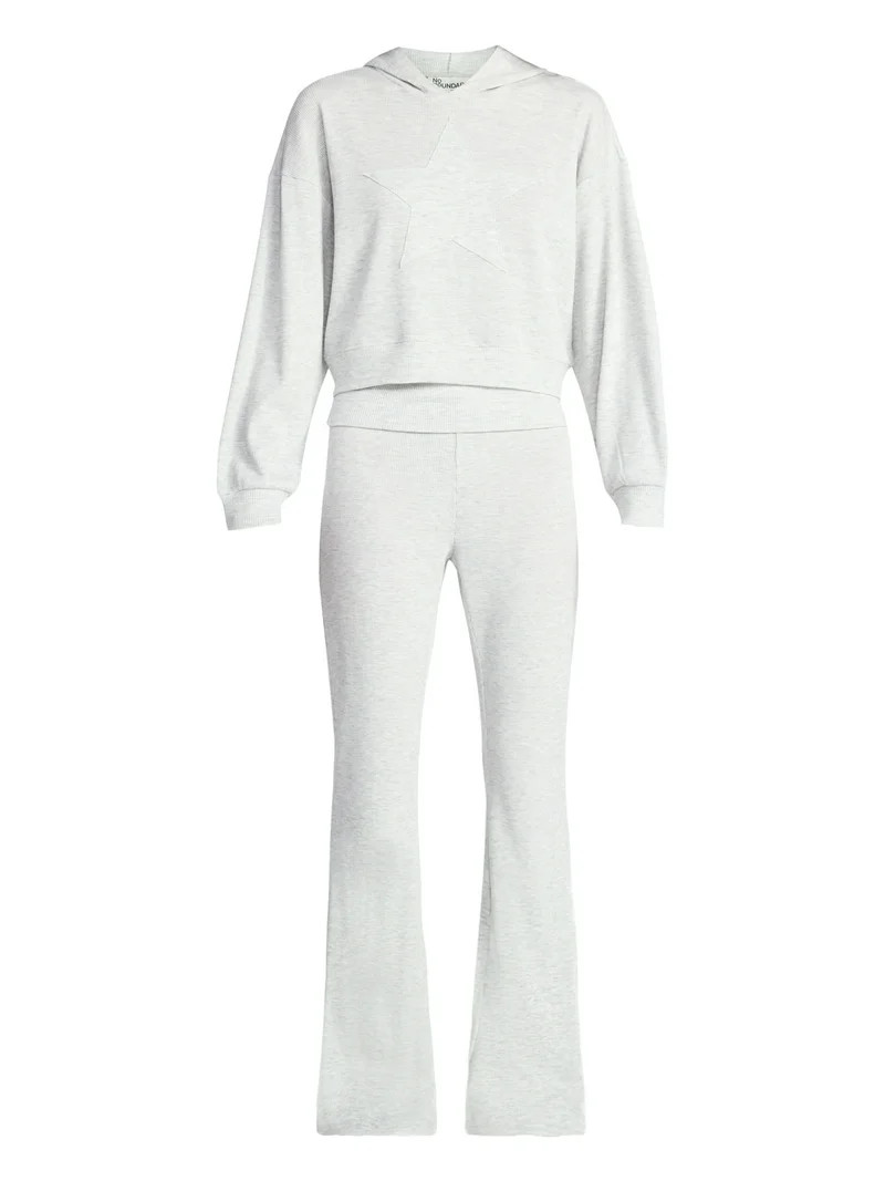 No Boundaries Star Hoodie and Foldover Flare Pants Set, 2-Piece, Women's XXS-XXL | Walmart (US)