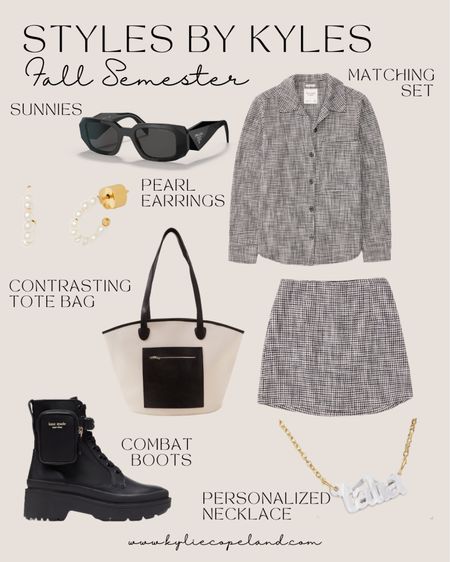 This an outfit I see wearing on a crisp fall day headed to class during the fall semester, I’ve been out of school for almost 4 years 😂😂

Abercrombie | Kate Spade | Prada | Bauble Bar | Matching set | combat boots | sunglasses | black and white | fall fashion | chic | casual | outfit Inspo 

#LTKfit #LTKSeasonal #LTKsalealert