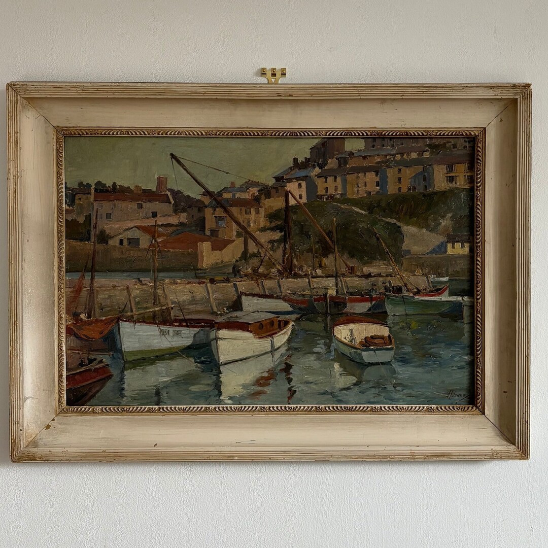 Alfred L Jones 20th Century 'harbour Scene' Cornwall Landscape Contemporary Oil Painting Framed C... | Etsy (UK)