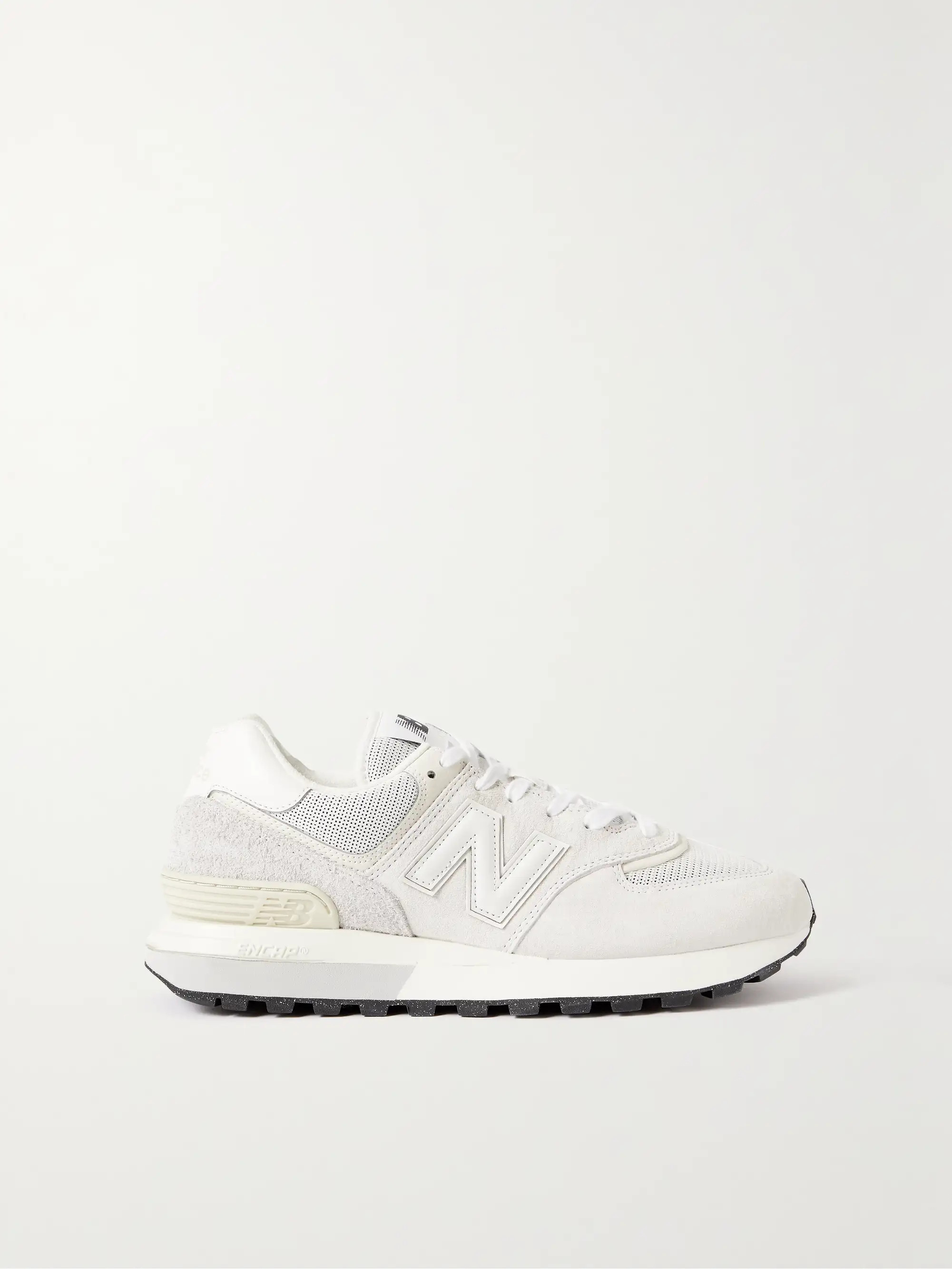 574 leather-trimmed suede and mesh sneakers | NET-A-PORTER (UK & EU)