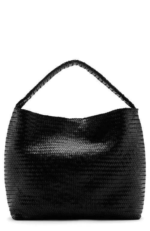 MANGO Medium Braided Leather Bucket Bag in Black at Nordstrom | Nordstrom