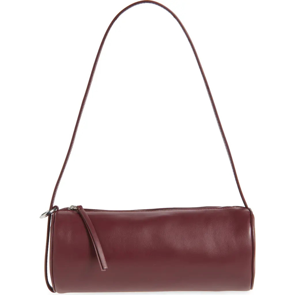 Reformation Simona Suede Cylinder Shoulder Bag in Ruby Leather at Nordstrom | Nordstrom