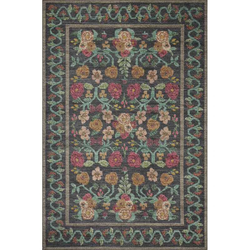 Rifle Paper Co. x Loloi Rosa Black Area Rug | Wayfair North America