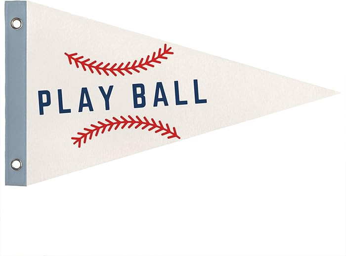 Boys Nursery Playroom Room Decor, Play Ball Pennant Banner Flags, Minimalist Blue Kids Wall Art D... | Amazon (US)