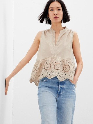 Peplum Eyelet Top | Gap (US)