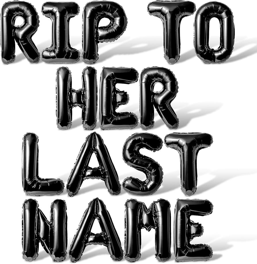 Letter Balloons - RIP TO HER LAST NAME 16" Inch Alphabet Letters Foil Mylar Balloon Bachelorette ... | Amazon (US)
