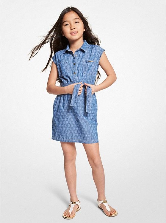 Logo Jacquard Chambray Shirtdress | Michael Kors US