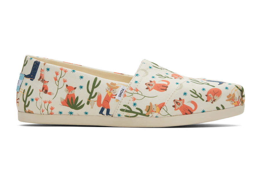 Women's Natural Western Alpargata Foxes Espadrille Slip On Shoe | TOMS | TOMS (US)