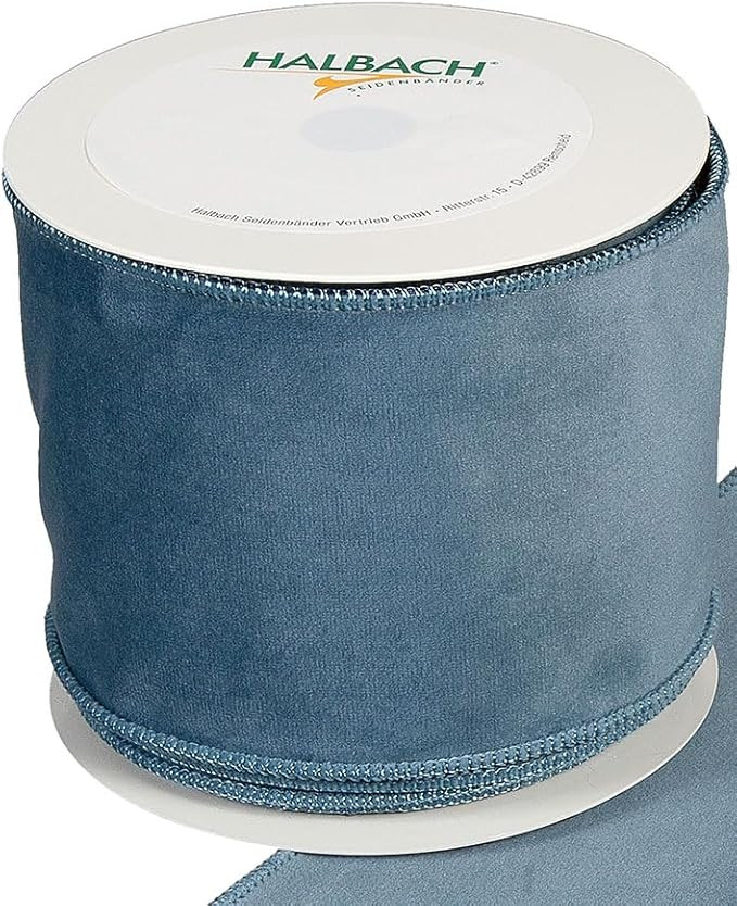 FloristryWarehouse Dusky Blue Christmas Velvet Fabric Ribbon 100mm (4") Wide on 8m/9yd roll Wired... | Amazon (US)