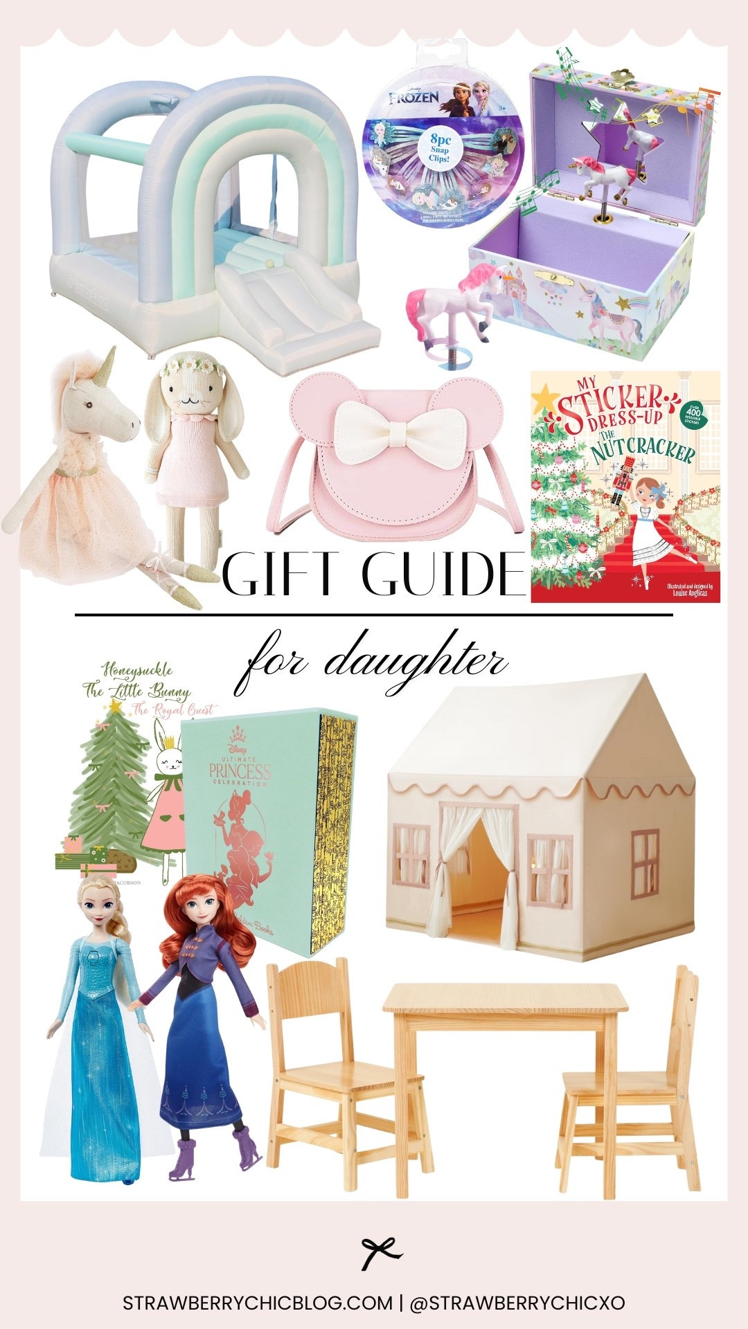 A gift guide for your daughter! I put together a cute little wishlist for present ideas for your daughter or any young girls in your life. I am really loving the bouncy house, book set, and play house. You can grab all of these items off of Amazon! 

#LTKGiftGuide #LTKFindsUnder100 #LTKHoliday