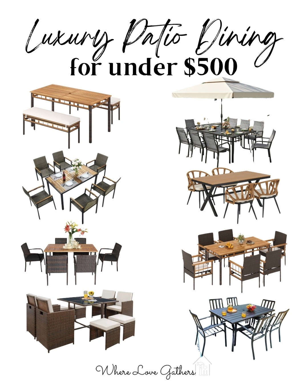 Affordable luxury outdoor dining patio sets for under $500

#LTKHome