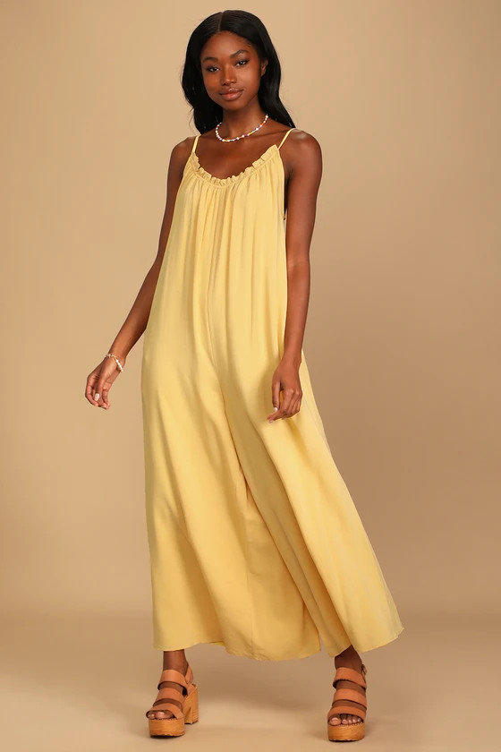 Beautifully Breezy Yellow Sleeveless Wide-Leg Jumpsuit | Lulus (US)
