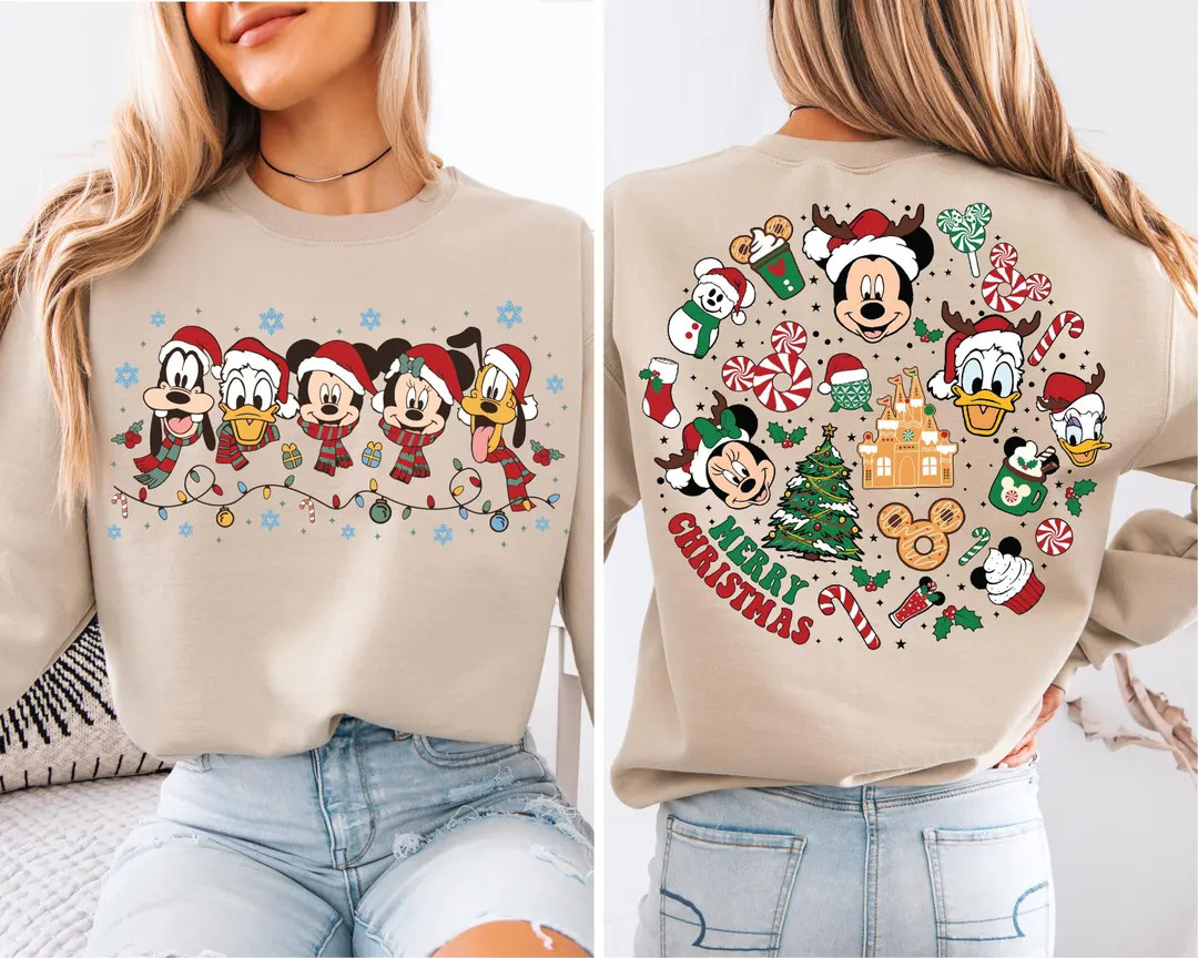 Disney Merry Christmas Sweatshirt, Mickey and Friends Xmas Hoodie, Mickey Xmas Snacks Tee, Disney... | Etsy (US)