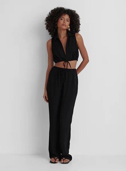 Black Elasticated Waist Relaxed Trouser- Jace | 4th & Reckless