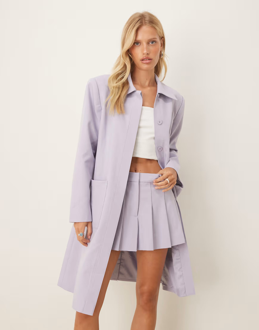 ASOS DESIGN - Elegante blazer met lange pasvorm in lila, deel van co-ord set-Paars | ASOS (Global)
