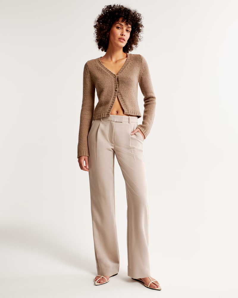 Mid Rise Tailored Relaxed Straight Pant | Abercrombie & Fitch (US)