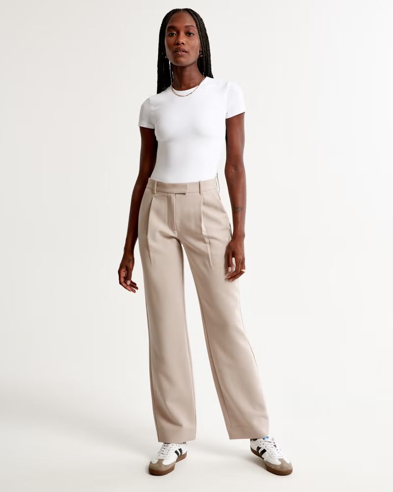 Mid Rise Tailored Relaxed Straight Pant | Abercrombie & Fitch (US)