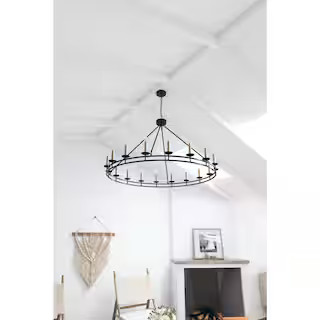 18-Light Black Candle Style Wagon Wheel Chandelier-WS-ACE12-18GBL - The Home Depot | The Home Depot