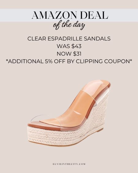 I own these clear espadrille sandals and they perfect for all of your spring and summer outfits! They’re on sale today, plus clip the coupon for an additional 5% off. 

Summer sandals, spring shoes, wedding guest, resort wear, vacation outfit, fashion over 40, amazon find 

#LTKshoecrush #LTKsalealert #LTKfindsunder50