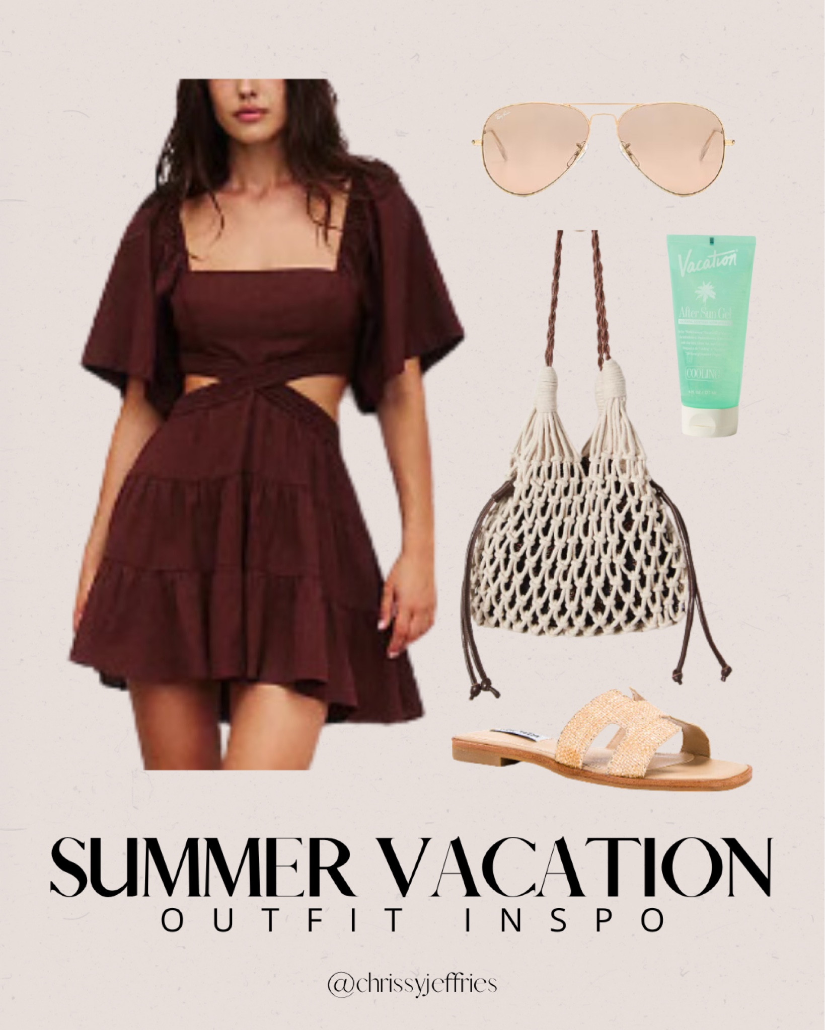 Get ready for your summer vacation with this chic outfit inspiration! This ensemble features a stylish cutout dress, trendy sandals, and essential accessories like a crochet bag and aviator sunglasses. Perfect for exploring new destinations or lounging by the beach. Don’t forget to pack your after-sun gel to keep your skin refreshed! 

#SummerVacation #TravelOutfits #ChicStyle #VacationReady #SummerFashion

#LTKtravel #LTKstyletip #LTKsummer