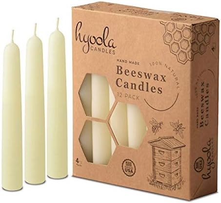 10" Beeswax Taper Candles 12 Pack - Handmade, All Natural, 100% Pure Unscented Bee Wax Candle - T... | Amazon (US)