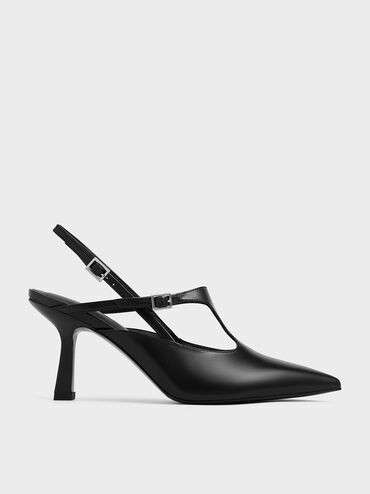 Black Cut-Out Pointed-Toe Slingback Pumps | CHARLES & KEITH | Charles & Keith US