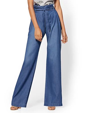 Soho Jeans - Paperbag Waist - Wide Leg - Indigo Blue | New York & Company