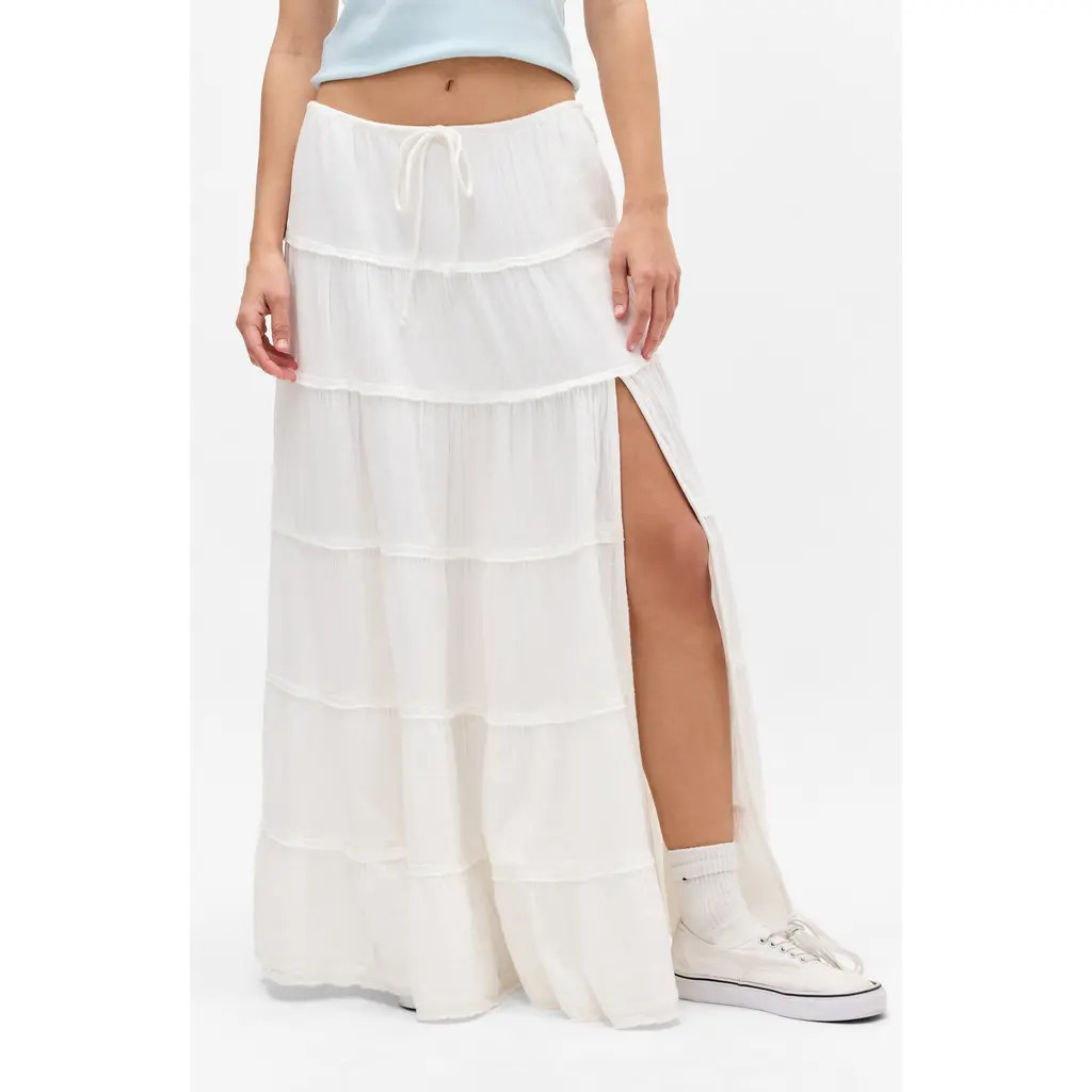 BDG Urban Outfitters Sadie Tiered Cotton Maxi Skirt in White at Nordstrom Rack, Size Small | Nordstrom Rack