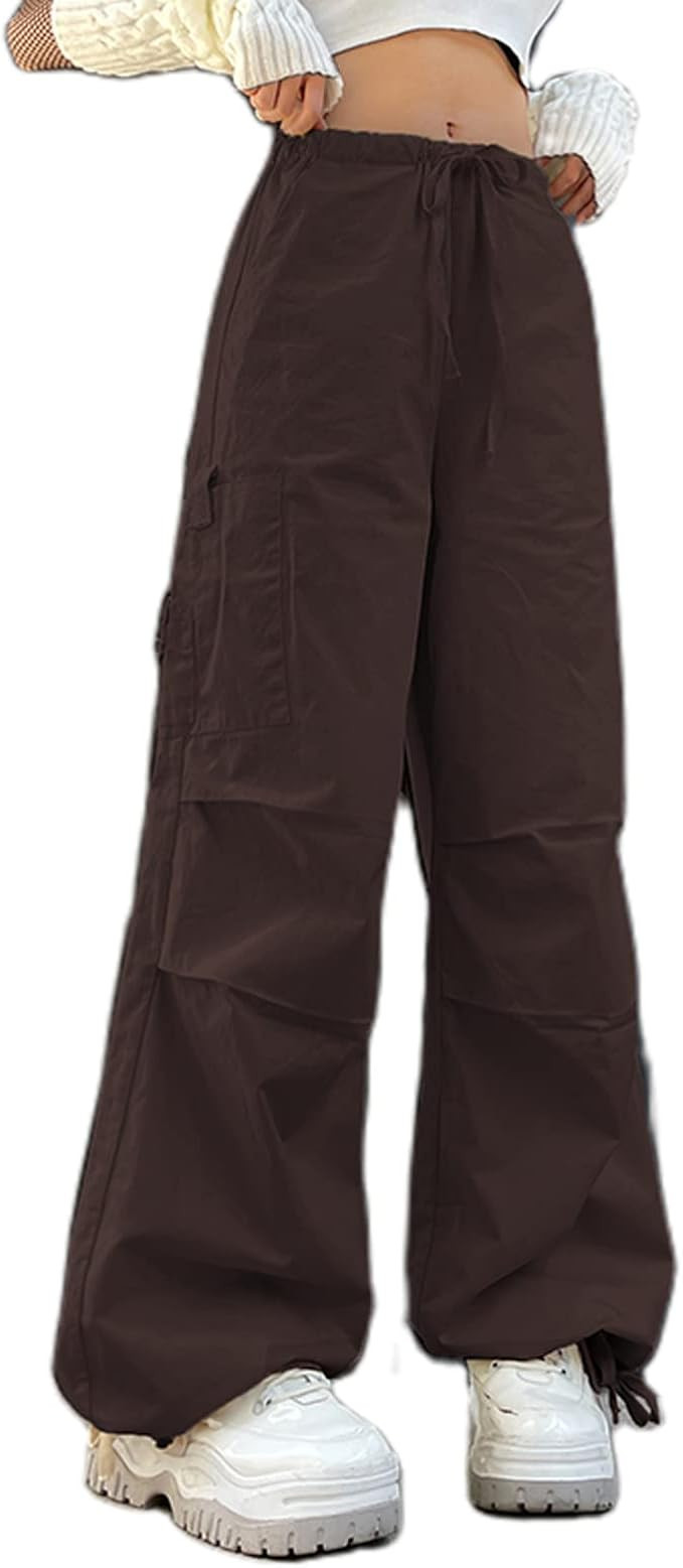Women's Low Waist Cargo Pants Casual Solid Color Harajuku Vintage Y2K Low Rise Baggy Jogger Relax... | Amazon (US)