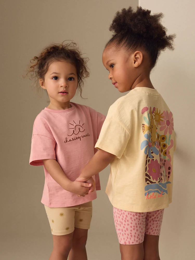 Pink/Yellow Top & Cycle Shorts Set 2 Pack (3mths-7yrs) | Next US
