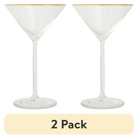 (2 pack) Thyme & Table 7 fl oz Martini Glass with Gold Rim | Walmart (US)