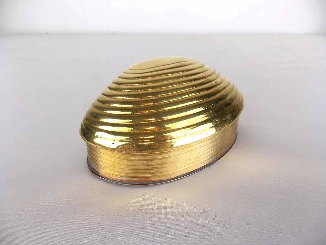 Vintage Brass Clam Shell Trinket Box Jewelry Box | Etsy (US)