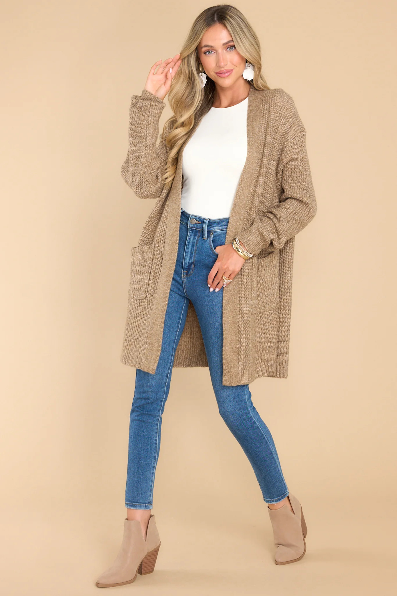 My Cozy Side Light Mocha Cardigan | Red Dress 