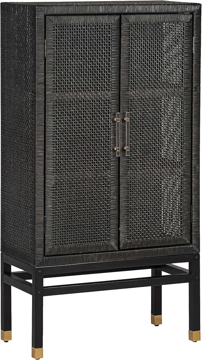 Tov Furniture Amara Charcoal Woven Rattan Wall Cabinet | Amazon (US)