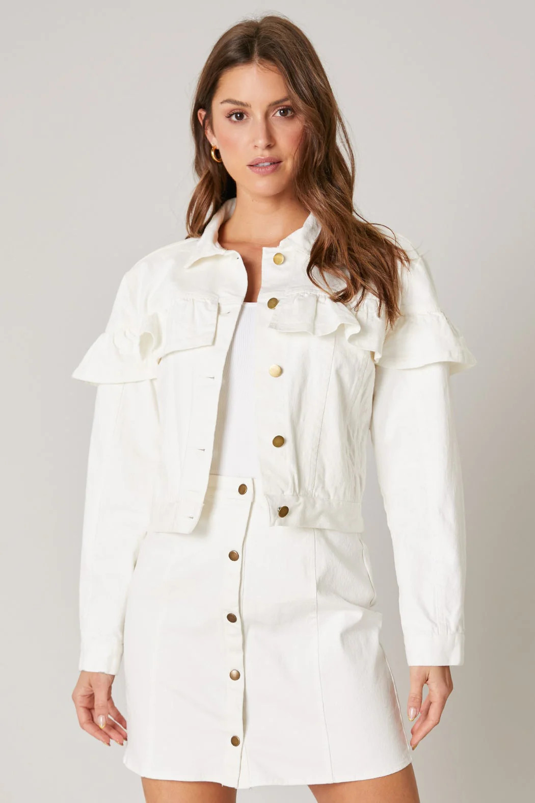 Evie Ruffle Denim Jacket | Sugarlips