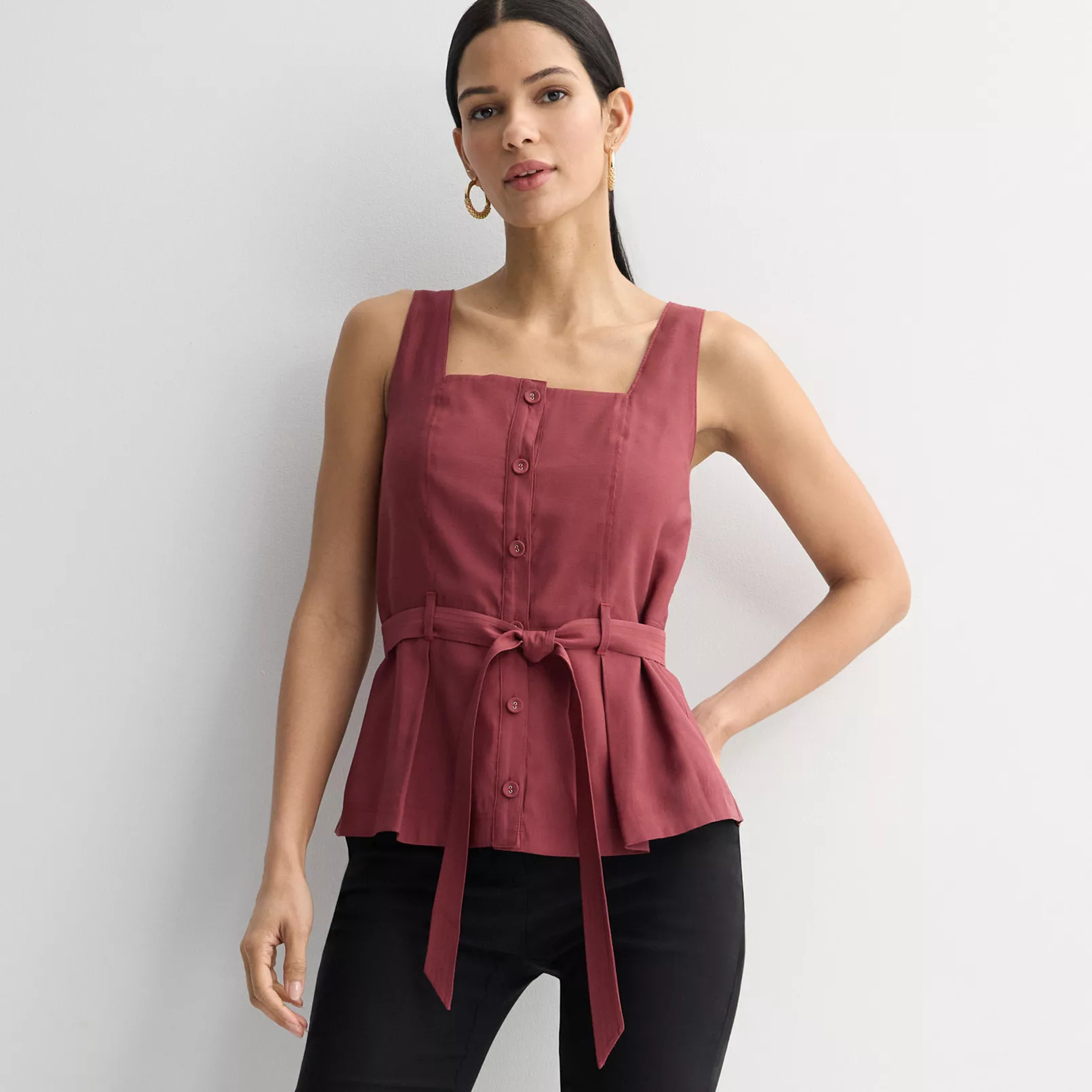 Women's Nine West Sleeveless Belted Top | Kohl's