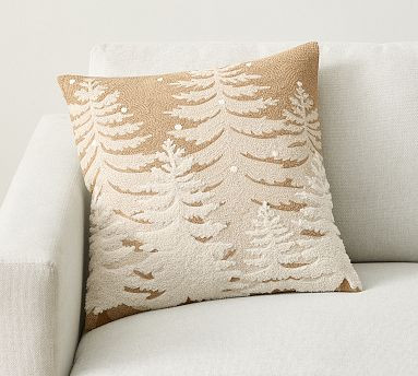 Frosted Tree Embroidered Pillow | Pottery Barn (US)