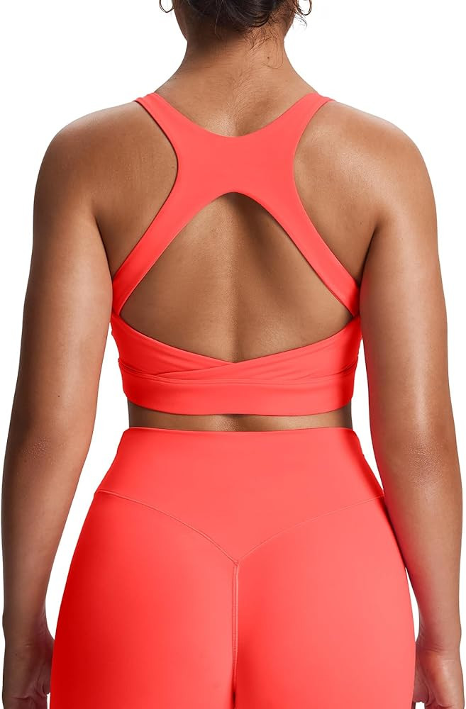 Aoxjox Women's Workout Sports Bras High Impact Fitness Training Gym Khloe Bra Yoga Crop Tank | Amazon (US)