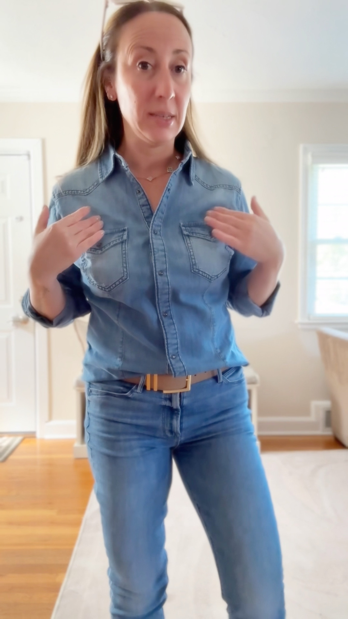 Denim on denim kind of Monday 💙

This look is my easy fall outfit uniform — a timeless denim shirt paired with classic denim jeans for a simple, polished workwear or mom-style errand outfit.

I actually purchased this denim shirt in Italy 🇮🇹 and I’m trying to find the exact match for you — if not, I’ll link a few similar options that have the same fit and wash.

My jeans are true to size, and the shoes (not loafers!) fit perfectly — I’ll include full sizing notes in my LTK links below.

Linked everything on LTK for you to shop 💙

#LTKWorkwear #LTKSeasonal #LTKFindsUnder100