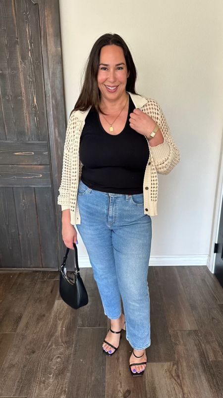 Here’s a great date night outfit. I love the open knit in this sweater, it keeps you cool but it keeps you covered. I’m wearing my usual size XL in this crochet hole top and in this tank top. For the jeans, I’m wearing my usual size 14
#amazonfashion  #midsizestyle #amazonfinds

#LTKStyleTip #LTKItBag #LTKSeasonal