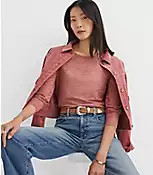 Floral Lace Long Sleeve Crew Neck Tee | LOFT