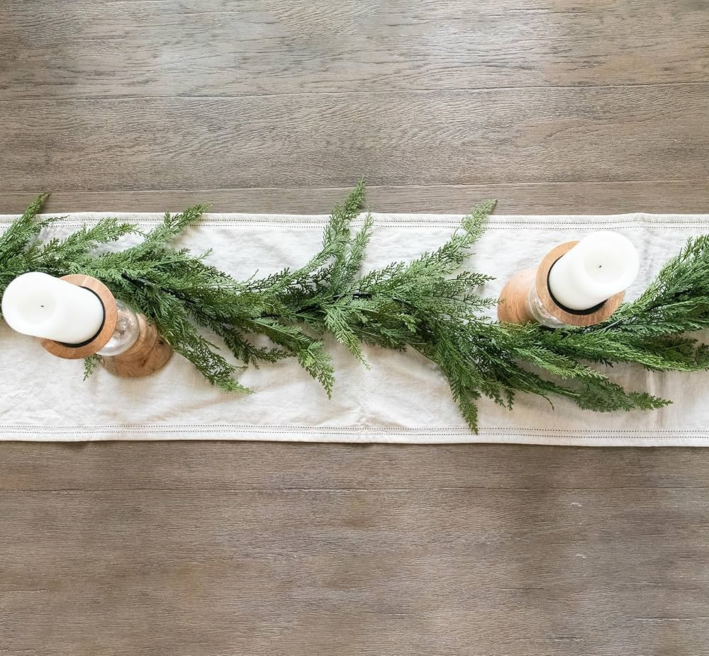 72" Faux Cedar Garland Realistic, 6ft Cedar Christmas Garland for Mantle, Norfolk Pine Garland, G... | Amazon (US)